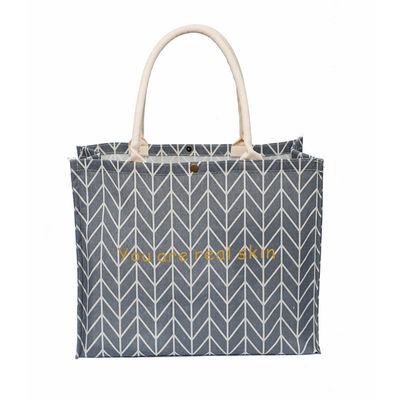 Bolsas de linho de algodão ecológico grandes Bolsas de Tote de junte de cânhamo de Hesse com design personalizado