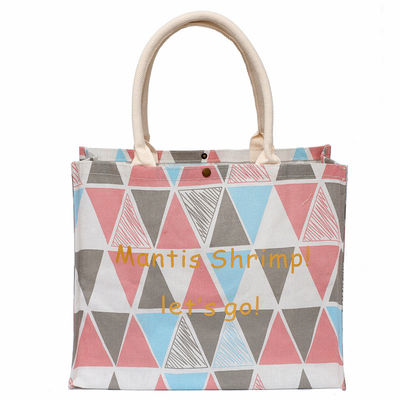 Bolsas de linho de algodão ecológico grandes Bolsas de Tote de junte de cânhamo de Hesse com design personalizado