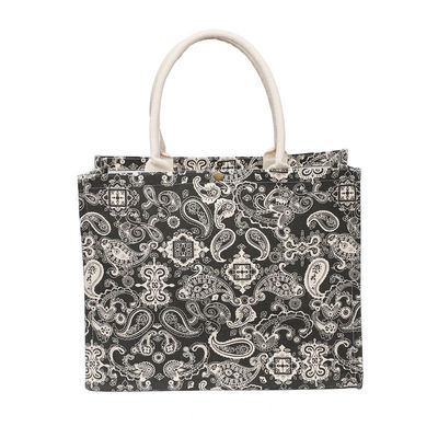 Bolsas de linho de algodão ecológico grandes Bolsas de Tote de junte de cânhamo de Hesse com design personalizado