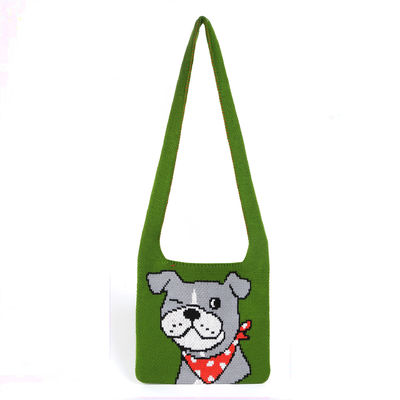 Saco de tricô feito à mão de cor brilhante de volta tecido de neoprene PU saco de tecido para tamanho médio