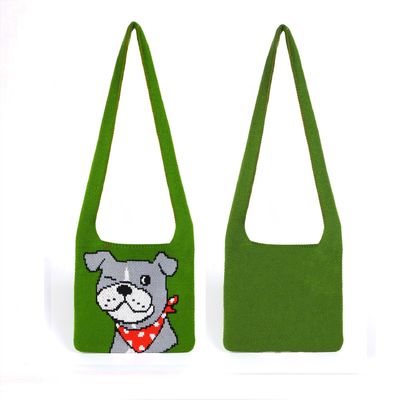 Saco de tricô feito à mão de cor brilhante de volta tecido de neoprene PU saco de tecido para tamanho médio