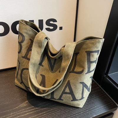 Saco de explosão feminino de estilo manuseável com letras de moda impressas e grande capacidade