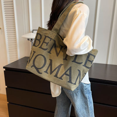 Saco de explosão feminino de estilo manuseável com letras de moda impressas e grande capacidade