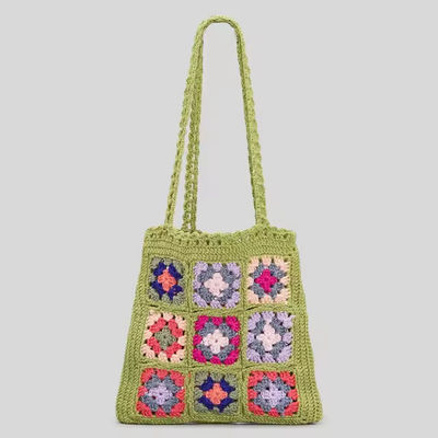 OEM/ODM Aceitável Crochet Mulheres Bolsas de ombro Granny Square Tote Bag Bolsas de mão de malha