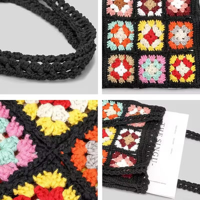 OEM/ODM Aceitável Crochet Mulheres Bolsas de ombro Granny Square Tote Bag Bolsas de mão de malha