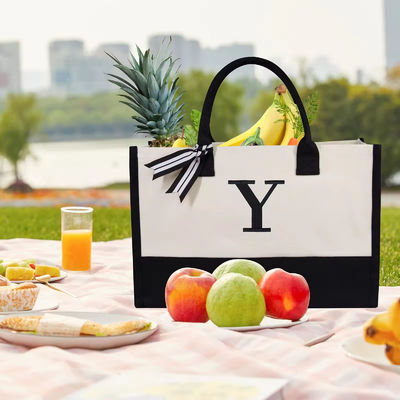 Impressão de Envio Monogramado Bolsa de Presente Tote para Mulheres Bolsa de Praia de Tela Personalizada