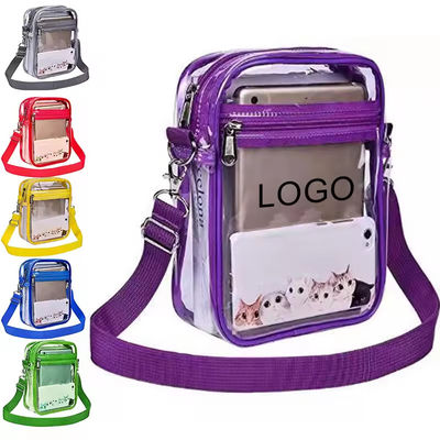 Bolsa de mensageiro de PVC transparente de cor diferente Bolsa transparente para ombro