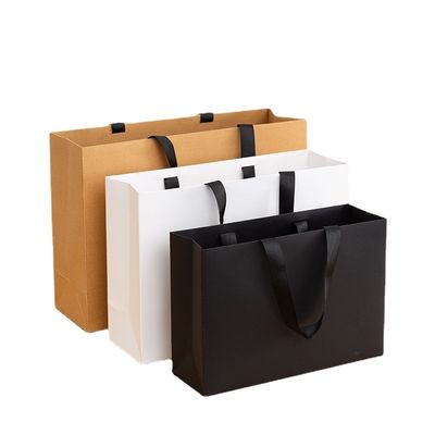 Bolsas de papel impressas personalizadas de papelão Bolsa de presente de papel Kraft branco de luxo para bolsas de compras