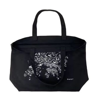 12 oz Saco de Tote de lona preta para compras de luxo Material de algodão orgânico
