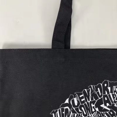 12 oz Saco de Tote de lona preta para compras de luxo Material de algodão orgânico