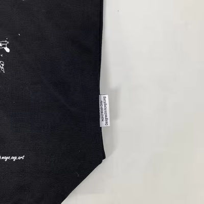 12 oz Saco de Tote de lona preta para compras de luxo Material de algodão orgânico