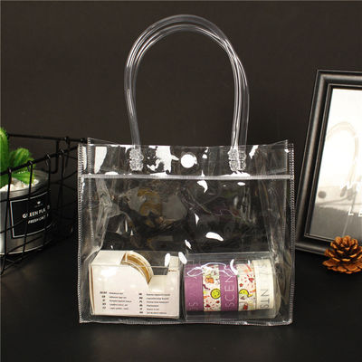 Saco de compras de plástico Tote Shoulder Pvc Beach Saco de mão com fecho de logotipo para mercadorias