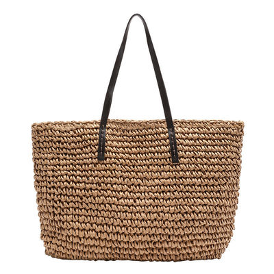 Cores personalizadas Mochila de ombro feminina Bolsa de mão grande Bolsa de palha de praia Tote para a vida diária