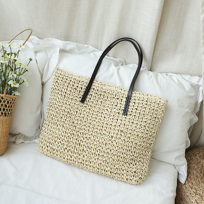 Cores personalizadas Mochila de ombro feminina Bolsa de mão grande Bolsa de palha de praia Tote para a vida diária