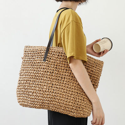 Cores personalizadas Mochila de ombro feminina Bolsa de mão grande Bolsa de palha de praia Tote para a vida diária