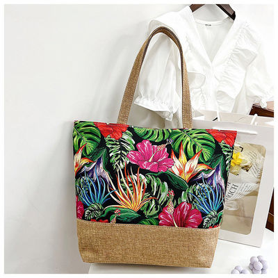 Soft-loop Style 2024 Logotipo Impresso de Moda Bolsa de Compras Personalizada de Praia para Mulheres