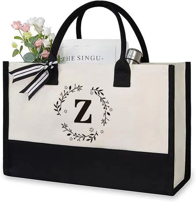 Sacos de compras de cor personalizada Saco de lona grande Tote com carta de design personalizada
