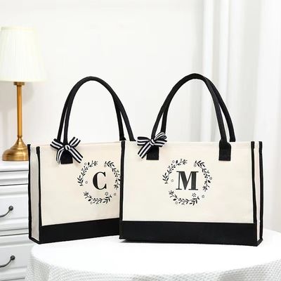 Sacos de compras de cor personalizada Saco de lona grande Tote com carta de design personalizada