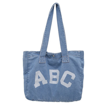Impressão personalizada de sacos de praia tecidos de denim com estilo de loop macio e aceitação OEM / ODM