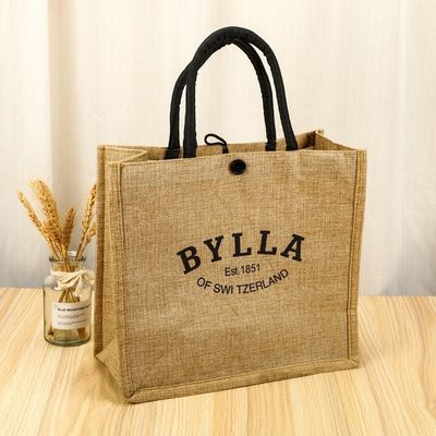 Bolsa de Tote de Jute de Burlap Pequena Personalizada para Compras Cor Personalizada e Aceitável OEM / ODM