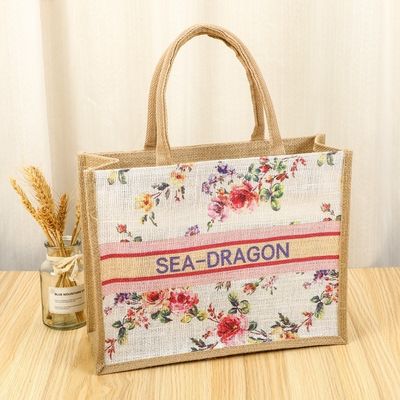 Bolsa de Tote de Jute de Burlap Pequena Personalizada para Compras Cor Personalizada e Aceitável OEM / ODM
