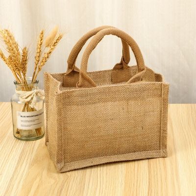 Bolsa de Tote de Jute de Burlap Pequena Personalizada para Compras Cor Personalizada e Aceitável OEM / ODM