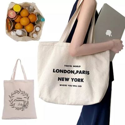 Logotipo personalizado Saco de compras de algodão natural para mulheres e compras