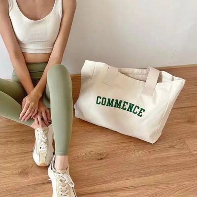 Logotipo personalizado Saco de compras de algodão natural para mulheres e compras