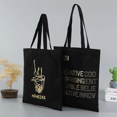 Diária da Escola Vida Impressão Personalizada Logotipo Reutilizável Plain Negro Amigável Algodão Canvas Tote Bag
