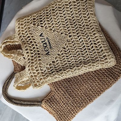 Saco de piquenique de alta capacidade de estilo coreano para mulheres de palha com logotipo personalizado