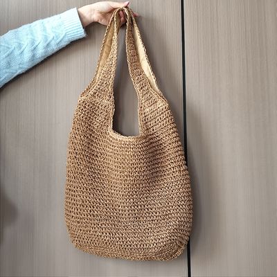 Saco de Tote de palha Raffia de estilo personalizado de luxo Saco de praia elegante para férias