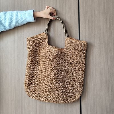 Saco de Tote de palha Raffia de estilo personalizado de luxo Saco de praia elegante para férias