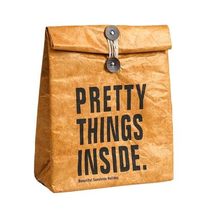 Saco térmico de papel Dupont marrom para refrigerador de almoço isolado durável e à prova de água