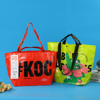 Saco de compras laminado de tecido de PP ecológico personalizado com material reciclado