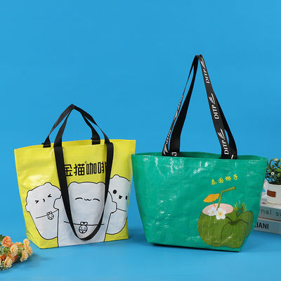 Saco de compras laminado de tecido de PP ecológico personalizado com material reciclado