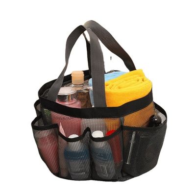 Saco cosmético de malha de nylon personalizável para armazenamento e viagem de maquiagem multifuncional