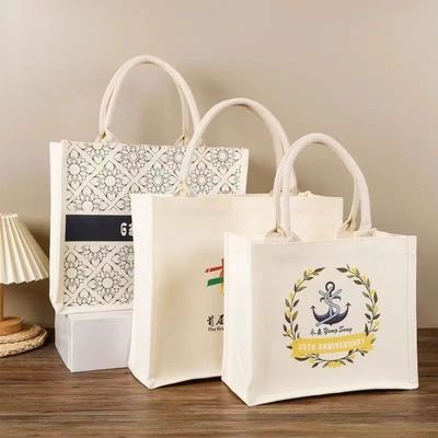 Logotipo personalizado Impresso Saco de Tote de lona reutilizável para presentes e publicidade ecológica