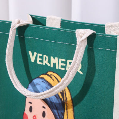Extra grande logotipo personalizado impresso à prova d'água Laminado de lona Tote Saco para bolsa de mão dura