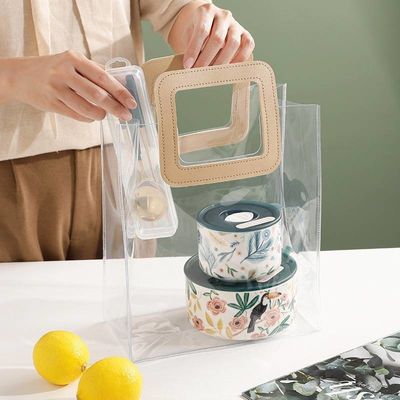 Saco de couro de mão reutilizável Saco de presente de plástico PVC transparente Saco para saco de praia