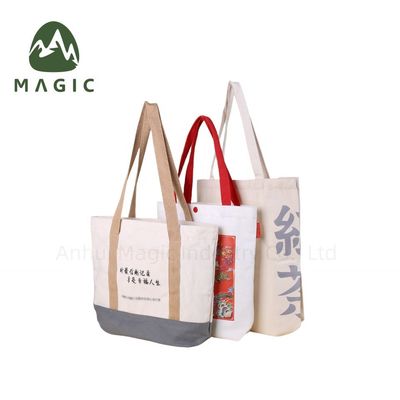 Estilo de manipulação ecológico Impressão de logotipo personalizado Saco de toque de lona para compras e viagens
