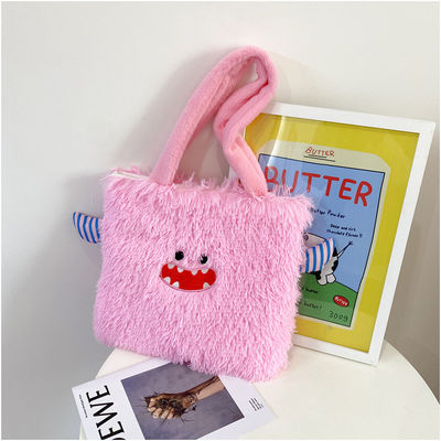 Bolsa de compras Plush Tote Logotipo personalizado Imprimir Bolsa de mão feminina para promoção de presentes de férias