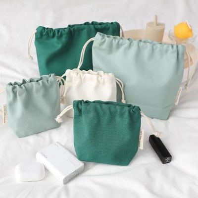 Saco de cordas de tecido de algodão orgânico de canvas de reciclagem de cor de doces personalizado para embalagem