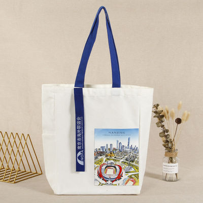 Saco de Tote de algodão de tela de impressão personalizada para presente de férias ecológico
