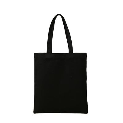Saco simples preto de algodão de lona ecológico com logotipo impresso sob medida