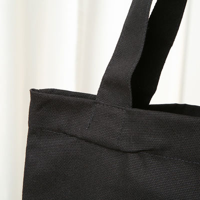 Saco simples preto de algodão de lona ecológico com logotipo impresso sob medida