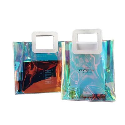 Saco de plástico de PVC transparente para presente iridescente