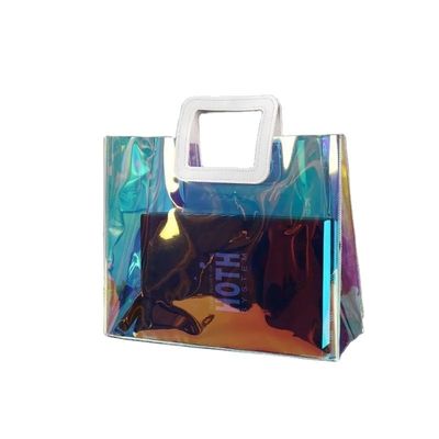 Saco de plástico de PVC transparente para presente iridescente
