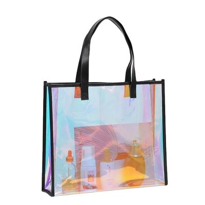 Luxo impermeável transparente bolsa de mão cosmética feminina maquiagem personalizada bolsa Tote Saco com logotipo