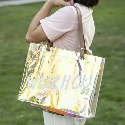 Cosméticos conveniência mais recente moda personalizada eco grande impermeável limpo bolsa de compras