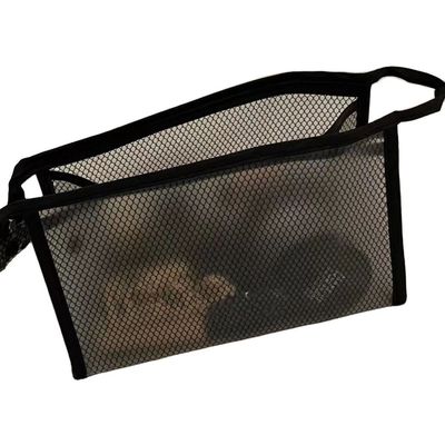 Estilo manuseado impermeável transparente malha de nylon logotipo personalizado grande maquiagem bolsa cosmética